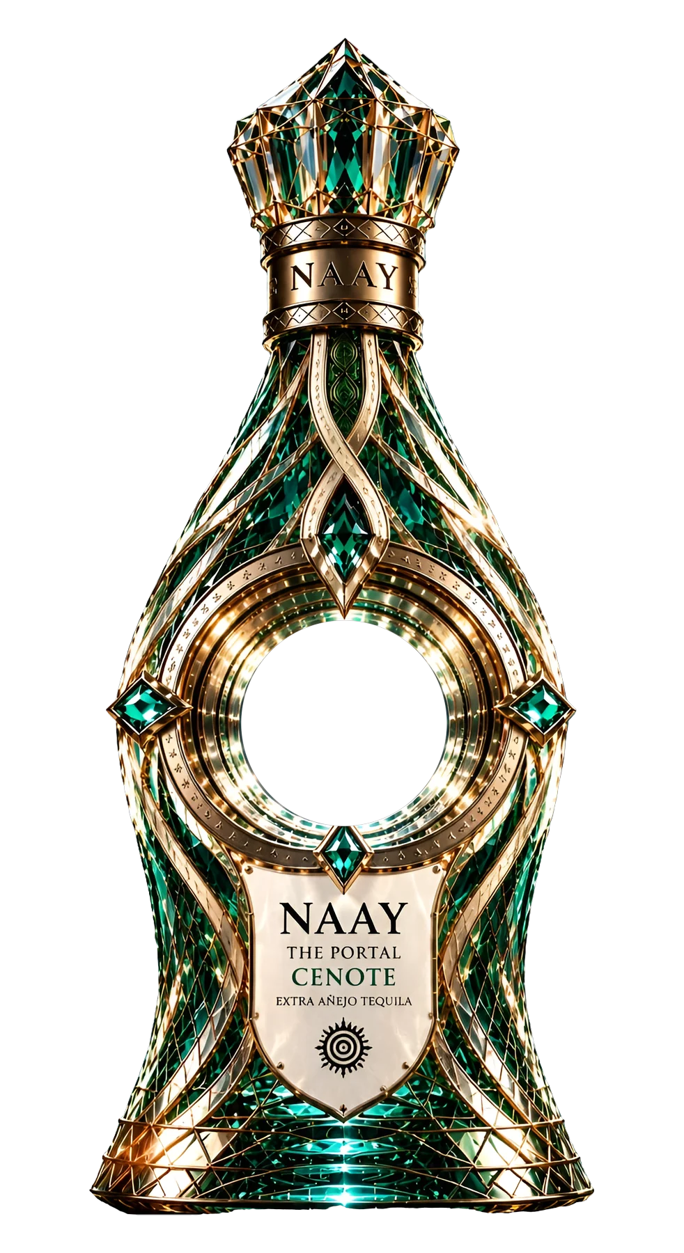 The Portal — Cenote: emerald crystal and Mexican silver around a circular void